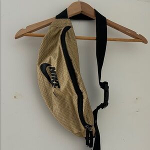 Nike Gold Textured Waist Bag with Black Strap